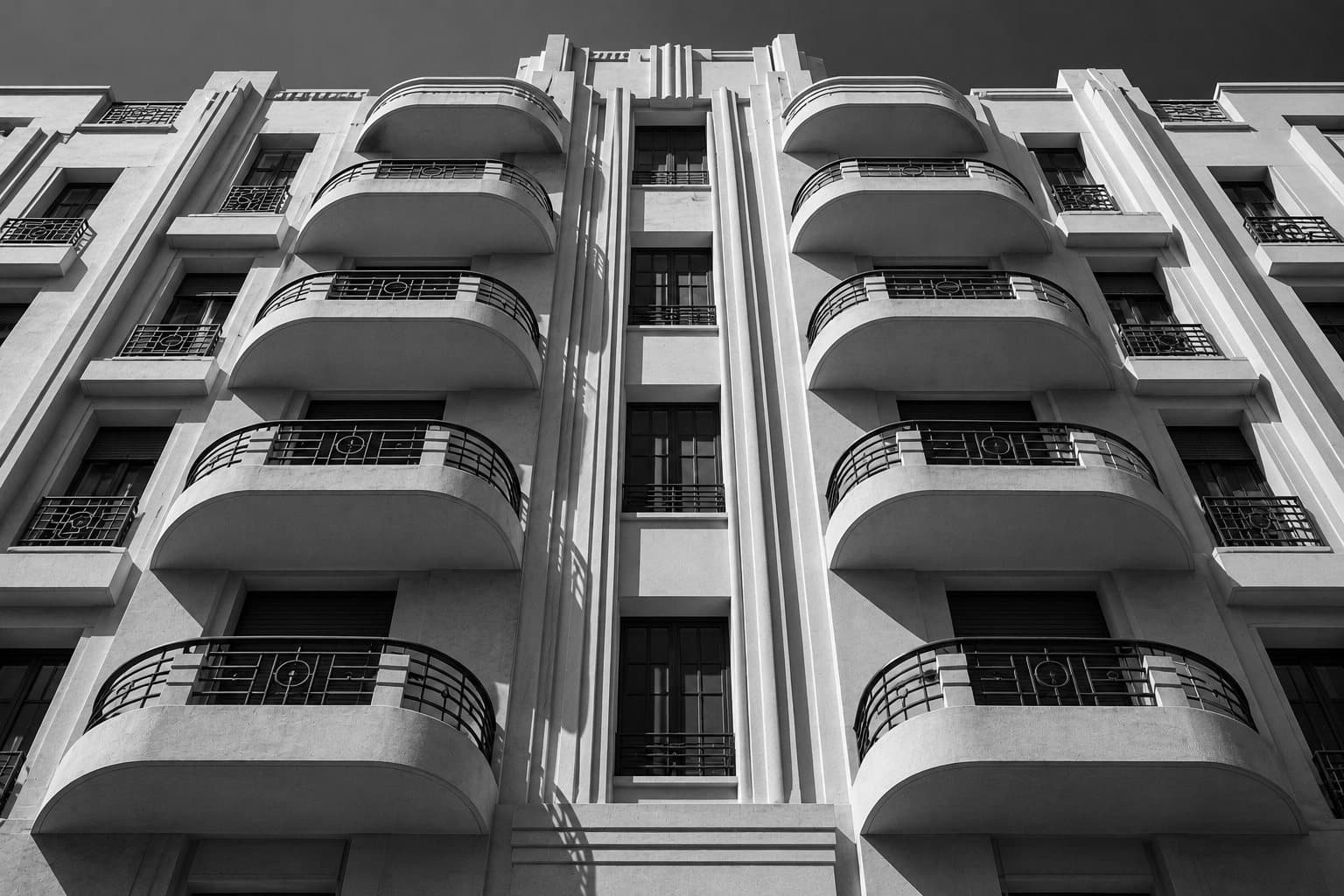 Art Deco balconies on a building in central Casablanca